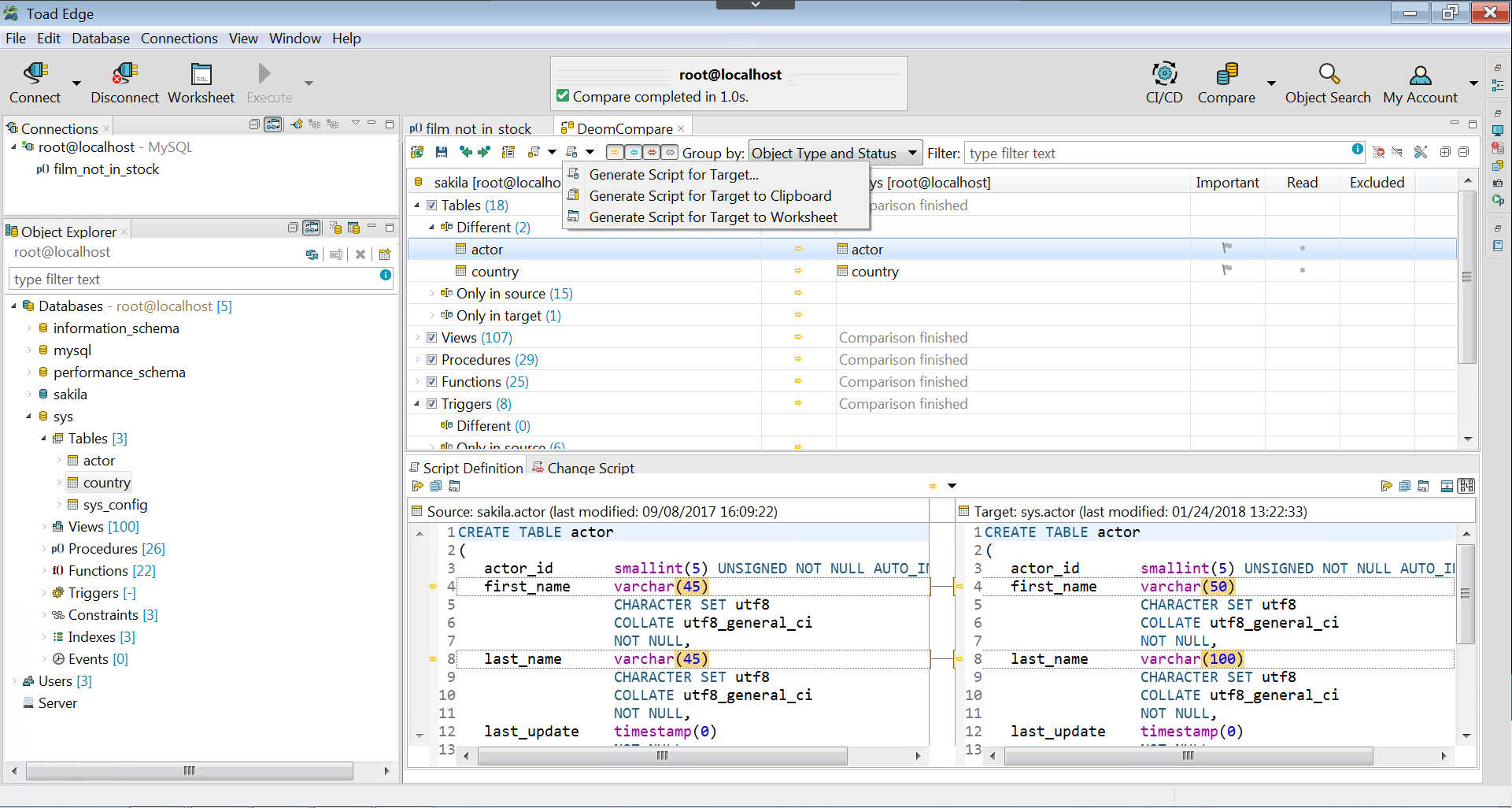 Schema Compare