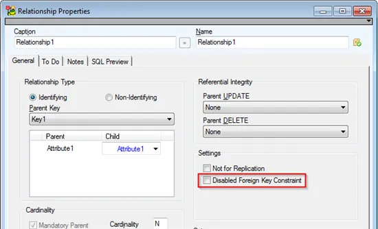 Set Disabled Foreign Key Constraint