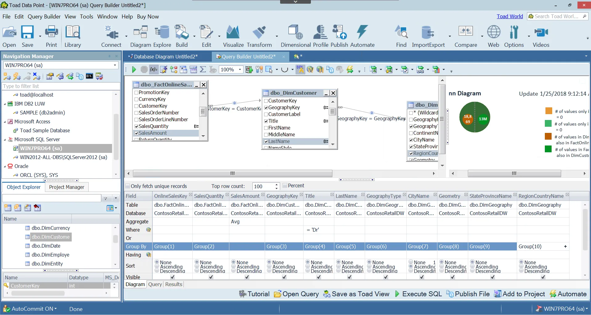 Drag-and-drop query building and automation